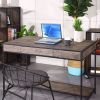 43.3"W x 21.6"D x 29.3"H Computer Desk with One Drawer, Walnut & Black