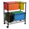 Oceanstar Portable 2-Tier Metal Rolling File Cart, Black