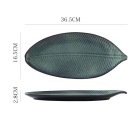 Japanese Fish Creative Leaf Dinner Household Kiln Changed Ceramic Dinner Plate (Option: H)