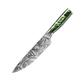 Laser Grain Stainless Steel 5CR15 Green (Option: 8inch chef knife)