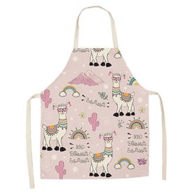 Cartoon Alpaca Cactus Cotton Linen Apron (Option: Style25-45x56cm)