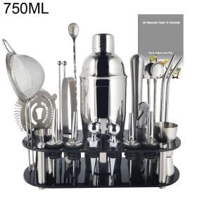 Boston Cocktail Shaker Bar Tools Wine Mixer Set (Option: Silver-750ml Rack)