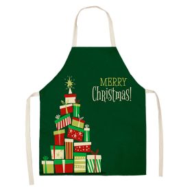 Household Green Series Christmas Dog Linen Apron Used In Kitchen (Option: Style 21-38x47cm)