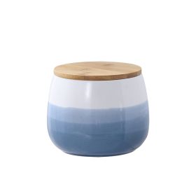 Ceramic Belly Jar Kitchen Coarse Cereals Dry Goods Moisture-proof Storage Tank (Option: Small Size Blue 600ml)