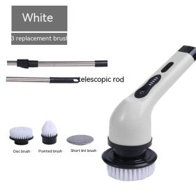 Dual-purpose Brush Handheld Strong Cleaning Gadget (Option: White 3 Heads-Chinese Manual)