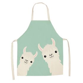 Cartoon Alpaca Cactus Cotton Linen Apron (Option: Style18-45x56cm)