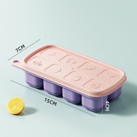 Creative Refrigerator Homemade Ice Cube Food Grade Refrigerated Ice Tray Supplementary (Option: Pink Purple)