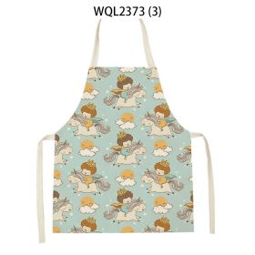 Anti-fouling Cartoon Apron Kitchen Printing Sleeveless Blouse (Option: WQL2373 3-68 55cm)