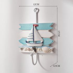 Ocean Style Home Ornament Hat-and-coat Hook Creative (Option: Set Of Four Sailing Hooks-18 × 11cm)