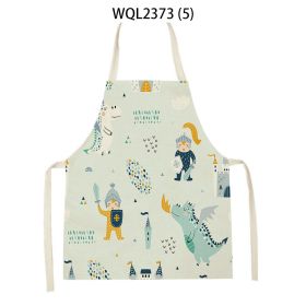 Anti-fouling Cartoon Apron Kitchen Printing Sleeveless Blouse (Option: WQL2373 5-68 55cm)