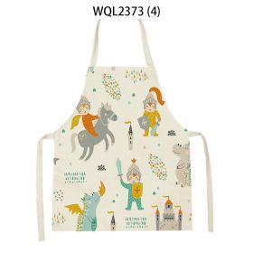 Anti-fouling Cartoon Apron Kitchen Printing Sleeveless Blouse (Option: WQL2373 4-68 55cm)