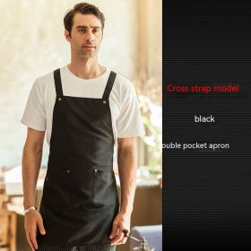 Coffee Tea Shop Adjustable Canvas Neck-hanging Apron (Option: 039 Black)