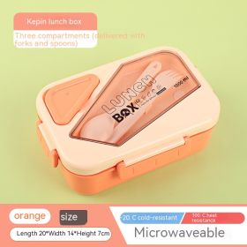 Lunch Box Simple Single-layer Outdoor Box Microwaveable With Sauce (Color: Orange)