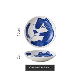 Home Cartoon Ceramic Cat Pattern Dish (Option: Creative Cat Dish C Style)