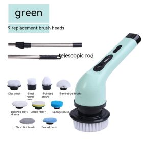 Dual-purpose Brush Handheld Strong Cleaning Gadget (Option: Green 9 Head-English Manual)