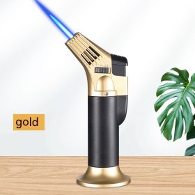 Portable Straight Cigar Flame Gun Welding Gun Barbecue Lighter Igniter Burning Torch Outdoor Moxibustion (Option: 612 Oblique Fire Gold)