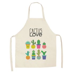 Cartoon Alpaca Cactus Cotton Linen Apron (Option: Style19-65x53cm)