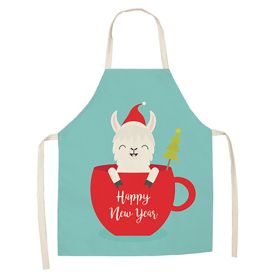 Cartoon Alpaca Cactus Cotton Linen Apron (Option: Style15-65x53cm)