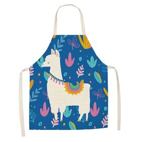 Cartoon Alpaca Cactus Cotton Linen Apron (Option: Style13-55x68cm)