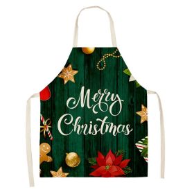 Household Green Series Christmas Dog Linen Apron Used In Kitchen (Option: Style 4-55x68cm)