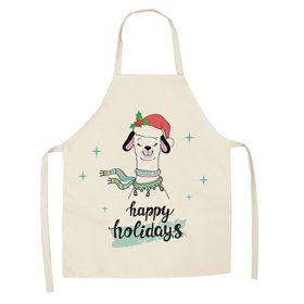 Cartoon Alpaca Cactus Cotton Linen Apron (Option: Style20-55x68cm)